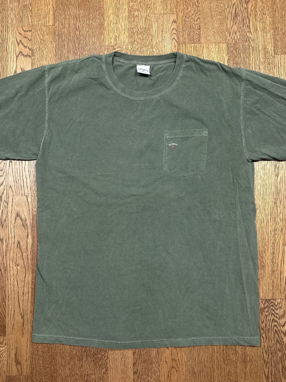 Noah Pigment Dyed Army Green Pocket Tee T Shirt Mens Large